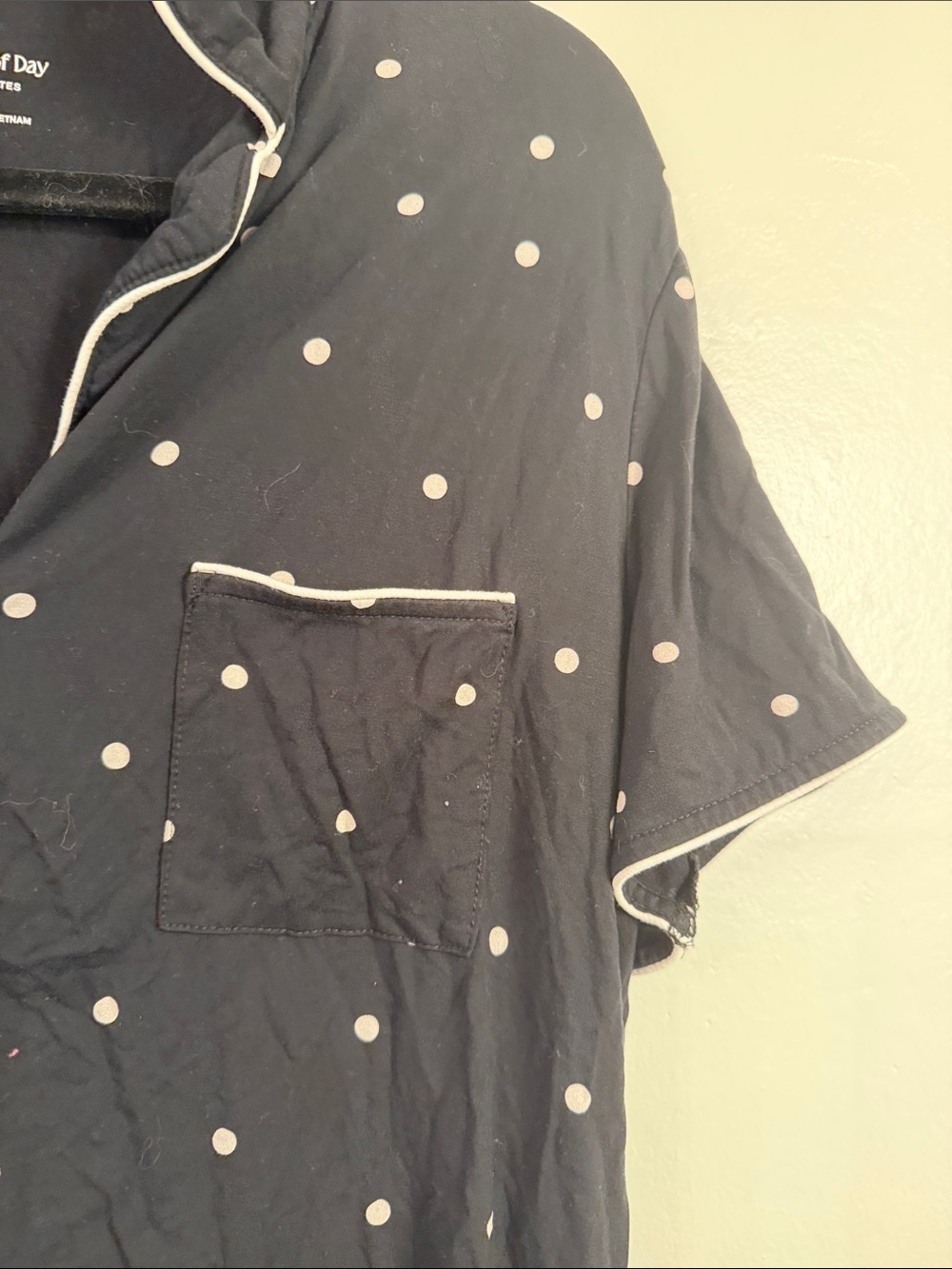State Of Day Womens Fluid Knit Notched
Pajama Set Deep Black Polka Dot Small - Picture 5 of 16